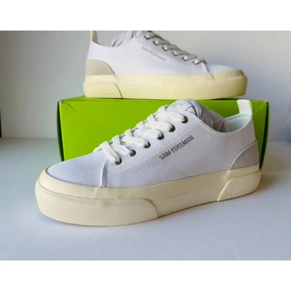 Sam Edelman Sonia White Cotton Platform Sneakers Women’s 8.5